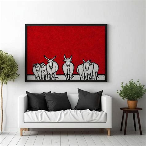Buy Cattle Herd Horizon Wall Painting - Black Frame Online in India ...