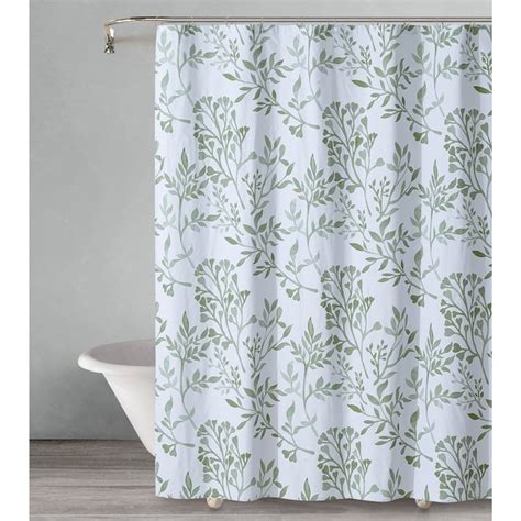 Style Quarters 72-in W x 72-in L Green Floral Cotton Shower Curtain A ...