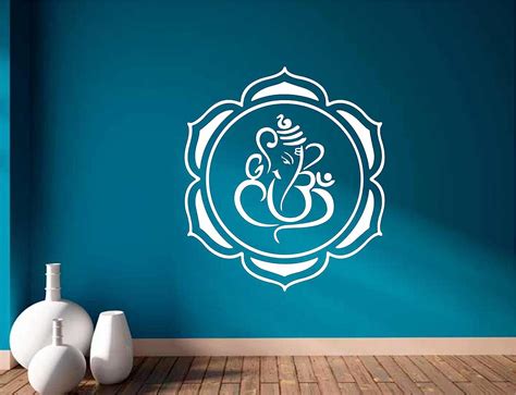 Heaven Decors Ganesha Religious White Home Decor Wall Sticker Size(66* ...