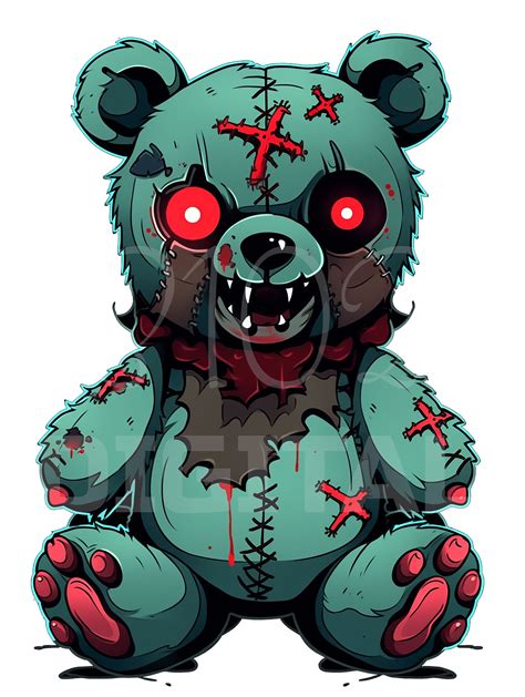 Scary Teddy Bear Bundle Vol 2, 6 PNG Zombie Spooky Teddybear Monster ...