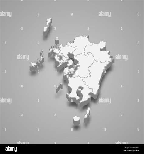 3d map of Kyushu is a region of Japan Stock Vector Image & Art - Alamy
