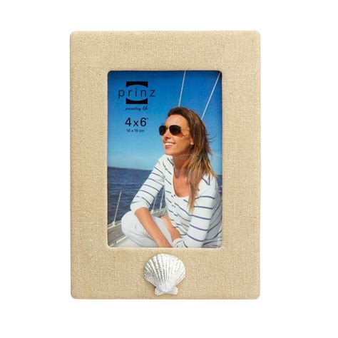 Prinz Captiva Linen Cast Resin Frame with Metallic Silver Shell, 4 x 6 ...