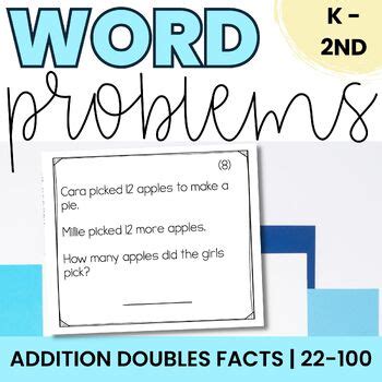Addition Doubles Facts 1st Grade - 2 Digit Word Problems Within 100