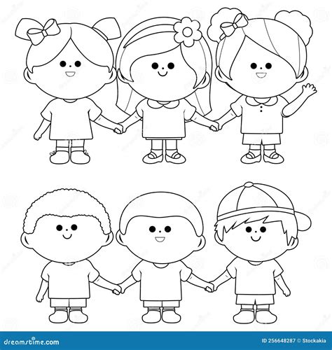 Kids Holding Hands Coloring Page
