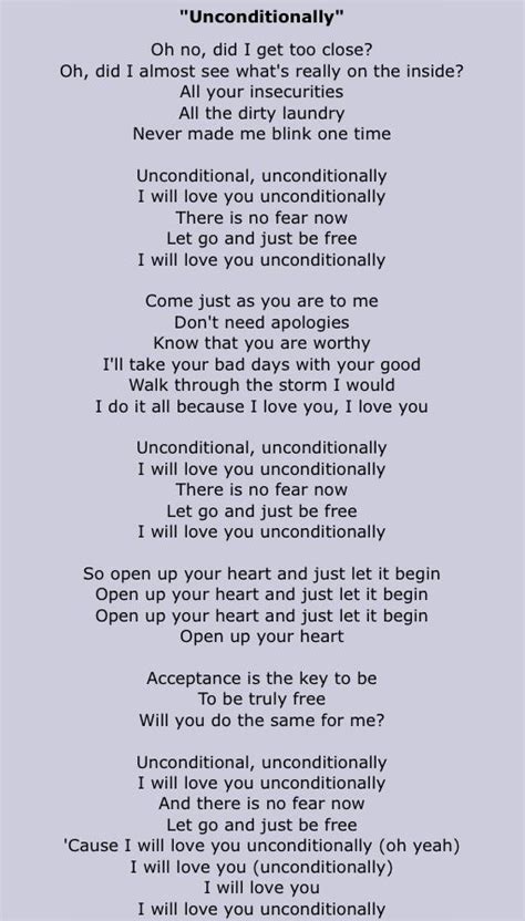 "Unconditionally" by Katy Perry | Great song lyrics, Katy perry lyrics ...