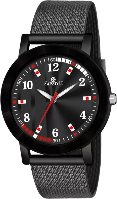 SWADESI STUFF Leather Black Dial Day & Date Analogue Watch For Men ...