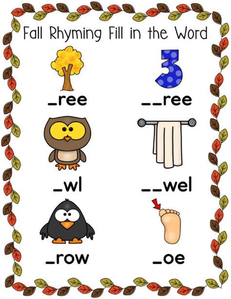 Fall Rhyming Words Activities {FREE PRINTABLE!} - Kids Activity Zone