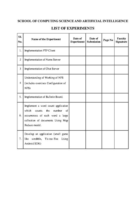Distributed Systems Lab Manual SCAI: Experiments and Implementations ...