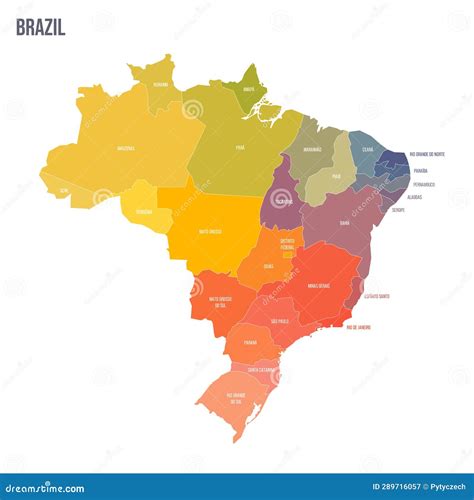 Brazil Political Map of Administrative Divisions Stock Vector - Illustration of province, state ...