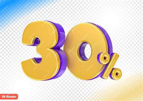 Premium PSD | 3d gold number 30 percent off rendering