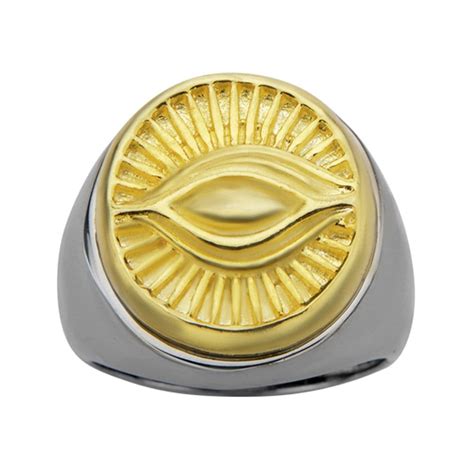 Buy Antique Gold & Silver Stainless Steel All Seeing Eye of God Ring ...