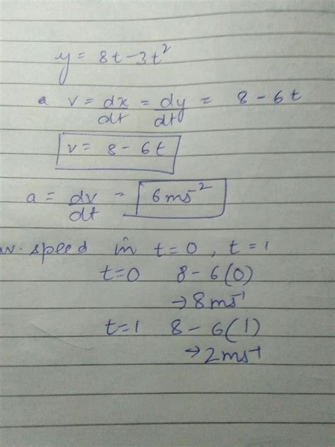 A body moves in a straight line along Y-axis. Its distance y (in metre ...