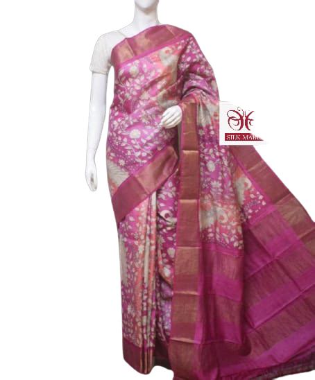 Pure tussre silk print saree freeshipping - SILK ZONE