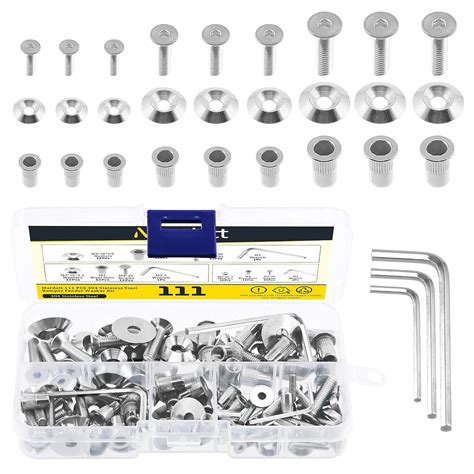 Buy Mardatt 111Pcs M3 M4 M5 304 Stainless Steel Bumper Fender Washer ...
