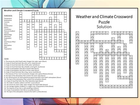 Weather and Climate Crossword Puzzle Worksheet Activity | Teaching ...