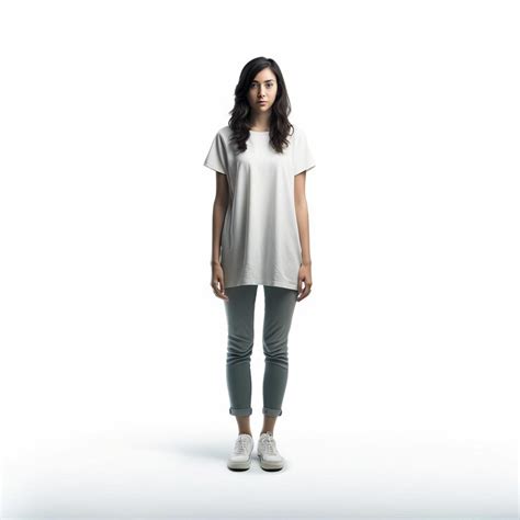 Minimalist female full body portrait on white background | Premium AI ...