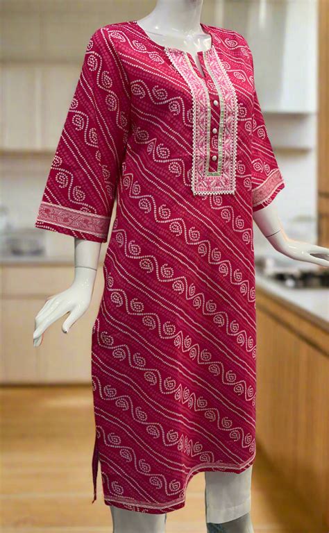 Rani Pink Bandini Cotton Kurti. Pure Versatile Cotton. | Laces and Fri ...