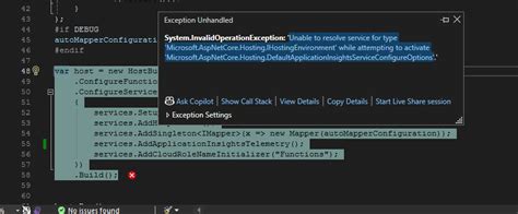 Image result for System.invalidoperationexception Unable to Resolve Service for Type