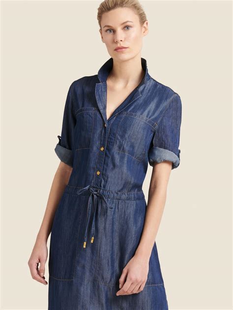DKNY Denim Midi Shirt Dress in Dark Indigo (Blue) - Lyst