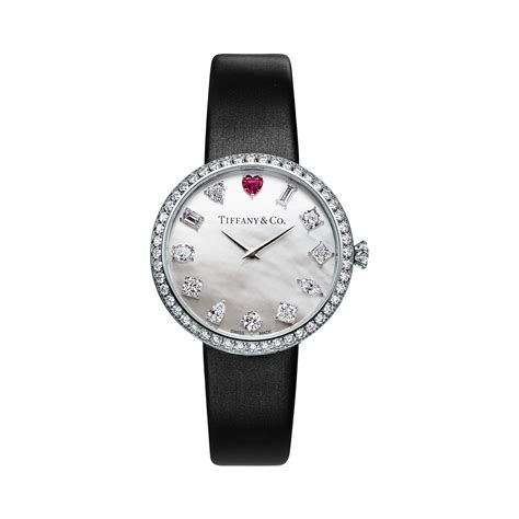 Tiffany Eternity:32 MM Round Watch in White Gold with a Rubellite and ...