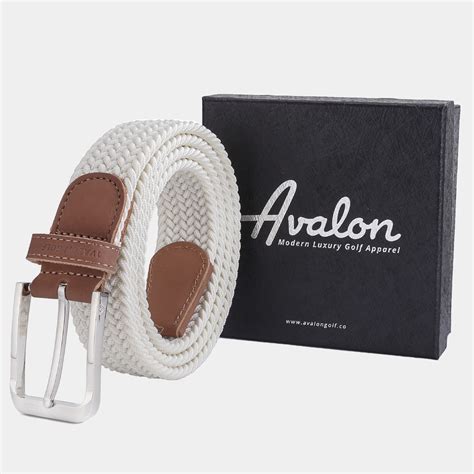 Cream & Tan Leather Golf Belt | Avalon Players Stretch Woven Belt