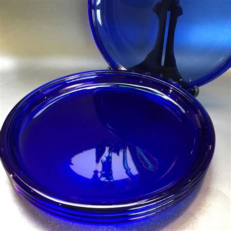 16 Piece Full Set ARCOROC Cobalt Blue Glass Dinnerware Vintage France ...