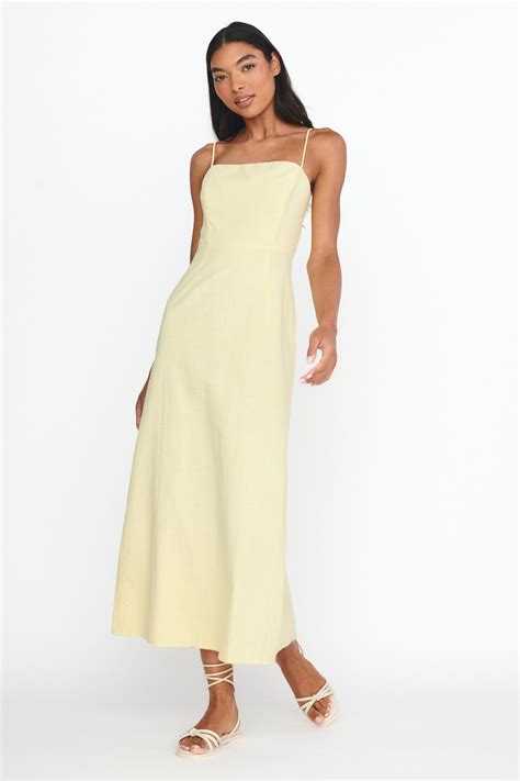Shop the Light Hearted Square Neckline Maxi Dress Lemon