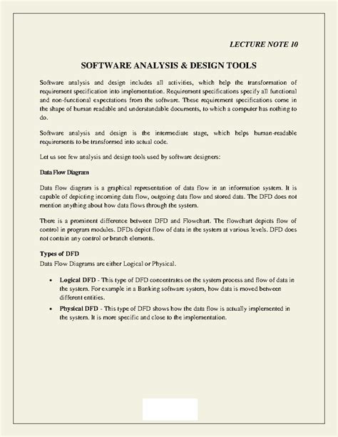 LECTURE NOTE 10: SOFTWARE ANALYSIS & DESIGN TOOLS - DFDs - Studocu