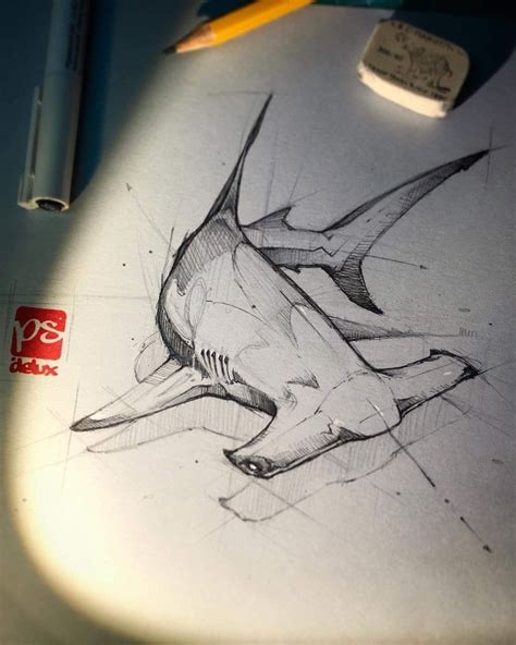 shark drawing hard