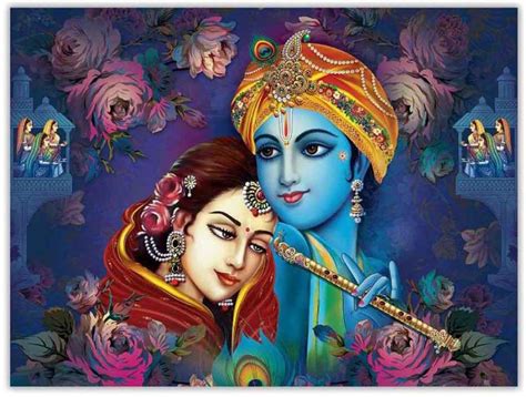 Art Amori Beautiful RadhaKrishna Sparkle Coated Self Adhesive Poster ...