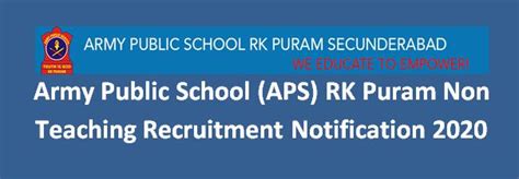 Army Public School (APS) RK Puram Non-Teaching Recruitment Notification ...