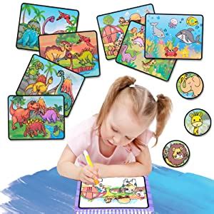 Magic Water Coloring Doodle Book & Magic Pen Reusable Magic Water Quick ...