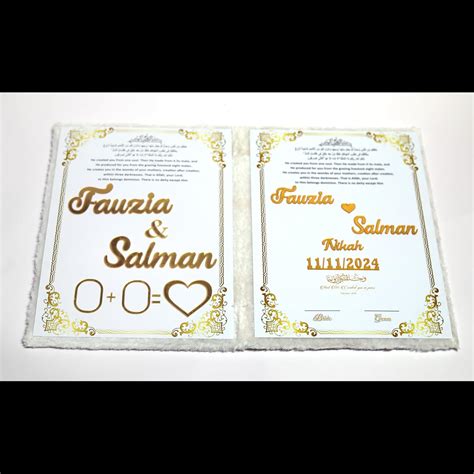 Acrylic Personalized Nikah Nama Booklet | Nikah Nama Certificate with ...