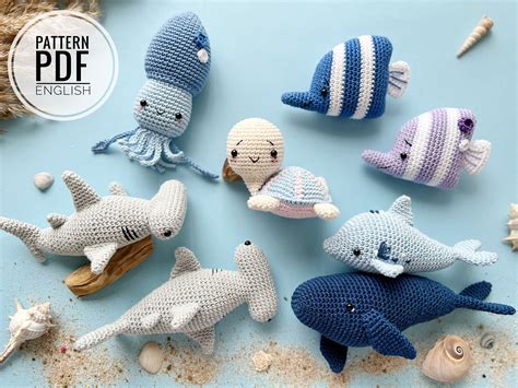Crochet Sea Animals: Dolphin, Fish, Octopus, Turtle, Blue Whale and ...
