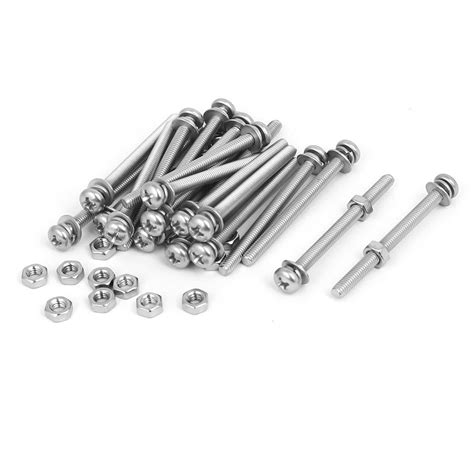 SJT® M4 x 50mm 304 Stainless Steel Phillips Pan Head Screws Nuts w ...