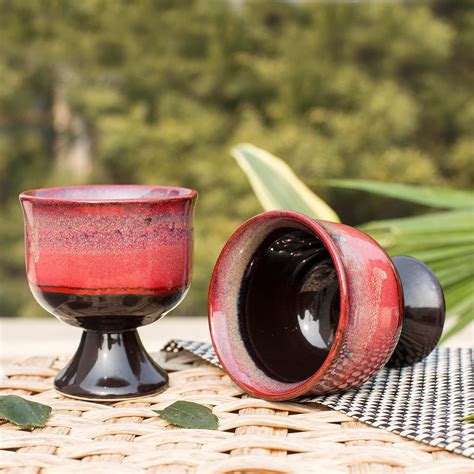 Buy Shilpkara 'Crimson Scoop' Studio Pottery Glazed Ice Cream Cup Cum ...