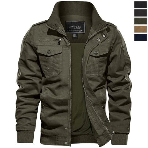 Mens Military Tactical Jacket Casual Cotton Bomber Coat Army Combat ...