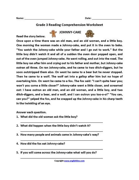 Free Printable Reading Comprehension Worksheets For 3Rd Grade ...