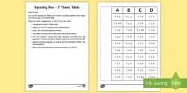 Squashy Box Times Tables Pack Craft - Mental Maths Warm Up
