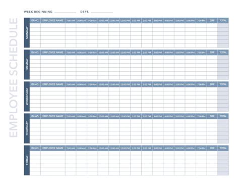 Employee Schedule Template - Free Work Schedule [PDF, Excel]