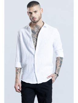 Buy Snitch Chromatic Navy Blue Self Design Shirt (S) Online