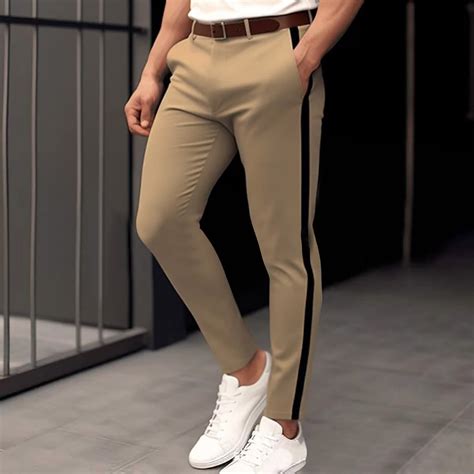 cllios Prime Clearance Mens Skinny Dress Pants Color Block Stripe ...