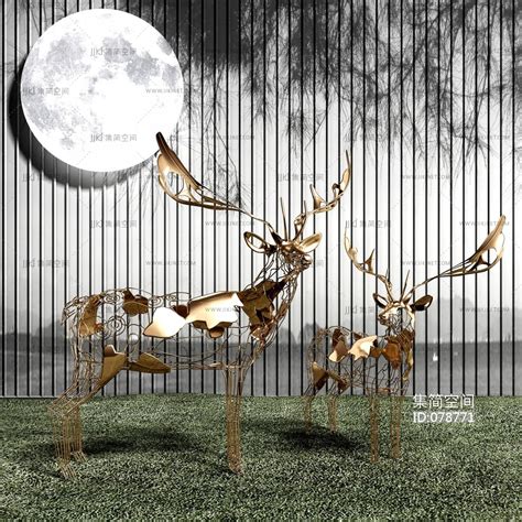 梅花鹿小鹿，金属镂空雕塑 3d模型下载-【集简空间】「每日更新」