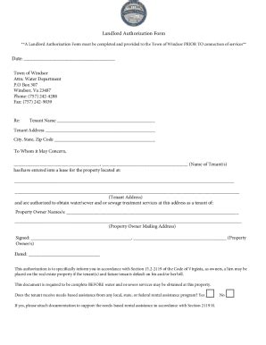 Fillable Online Landlord Authorization Form Fax Email Print - pdfFiller