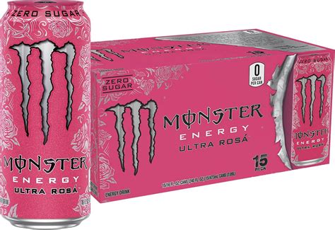 Monster Energy Ultra Rosa, Energy Drink, 16 Ounce Can, Pack of 15 ...