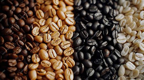 Premium Photo | Roasted coffee beans of different roast levels and ...