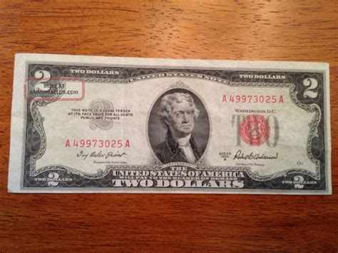 1953 A $2 Red Seal Error Shifted Uneven Edges Us Two Dollars Look