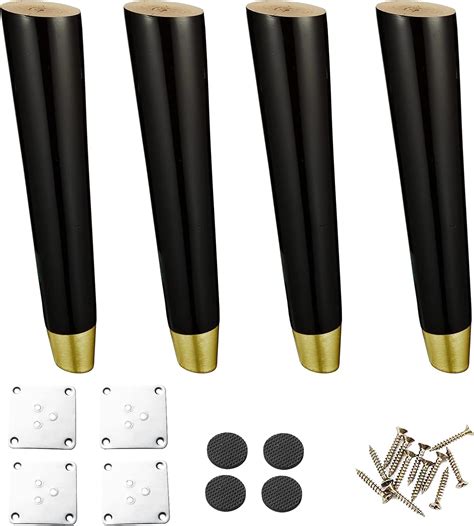 Buy Wood Furniture Legs Set of 4, Mid Century Table Legs 10 inch, Slant ...