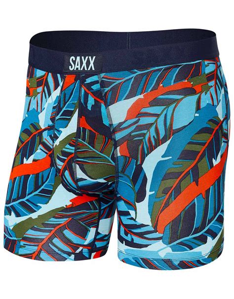 Saxx Underwear Vibe Super Soft Boxer Brief Blue Pop Jungle Boxers en slips : Snowleader
