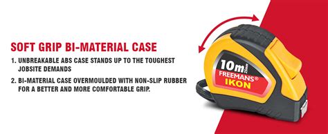 FREEMANS IKON 10m:25mm Steel Inchi Measuring Tape -10m (Yellow & Black ...